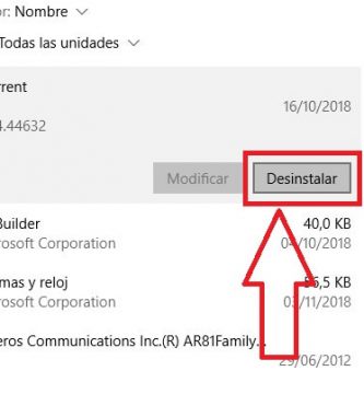 desintalar programas en windows 10 que no se dejan