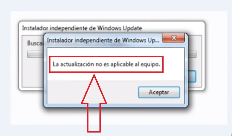 windows installer la actualizacion no es aplicable al equipo