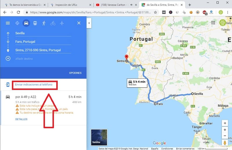añadir ruta google maps ordenador