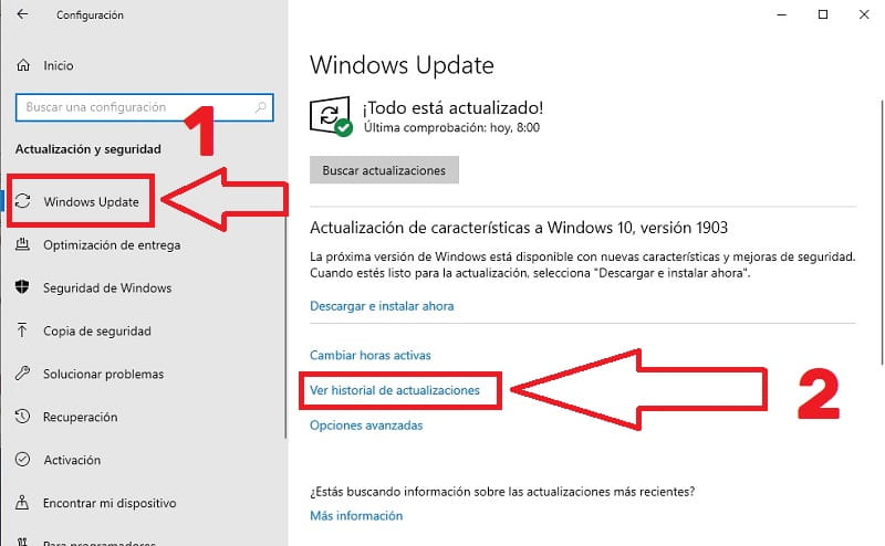 desinstalar actualizaciones de windows 10