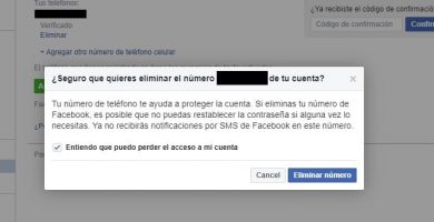 quitar numero de telefono en facebook