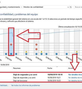 abrir monitor de confiabilidad windows 10