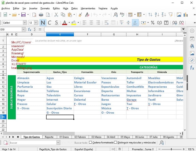 plantilla control de gastos de Excel gratis
