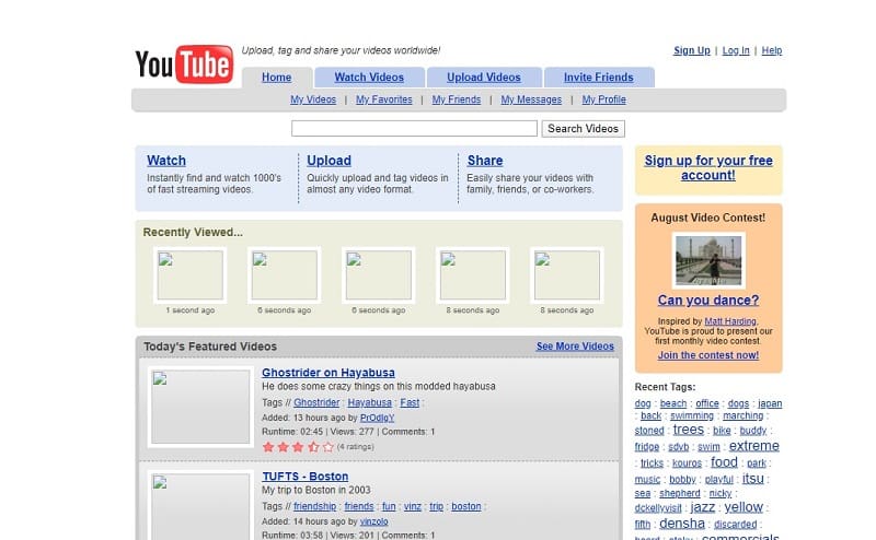 youtube 2005 wayback machine