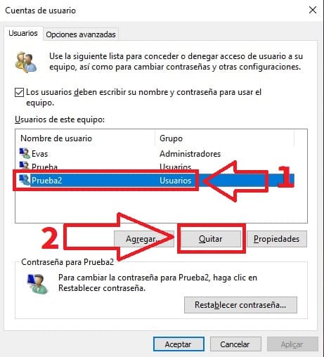 como eliminar cuenta usuario windows 10