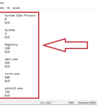 lista txt de programas en ejecución.