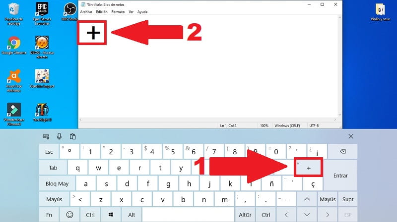 añadir + en teclado.