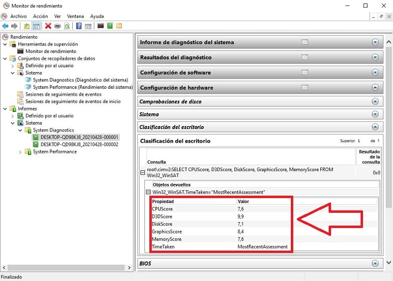 evaluar windows 10.