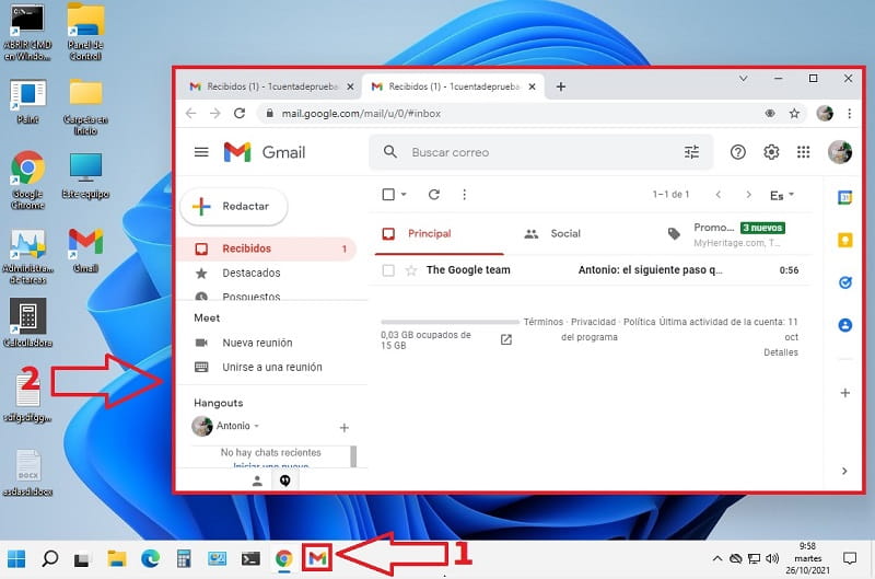 Gmail barra tareas Windows 11.