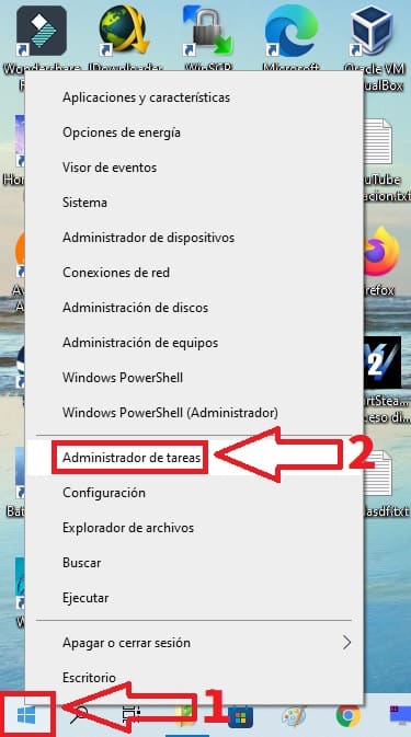 Administrador de tareas Windows 10.