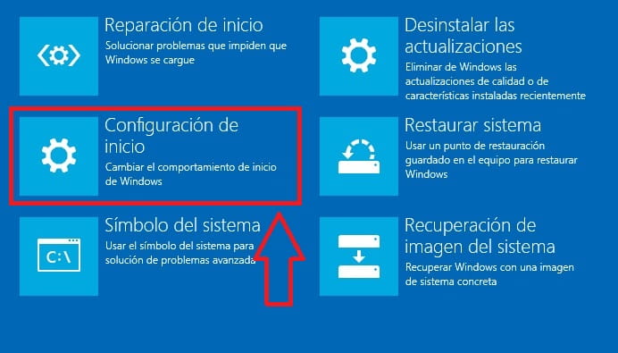 Windows 10 configuración de inicio.