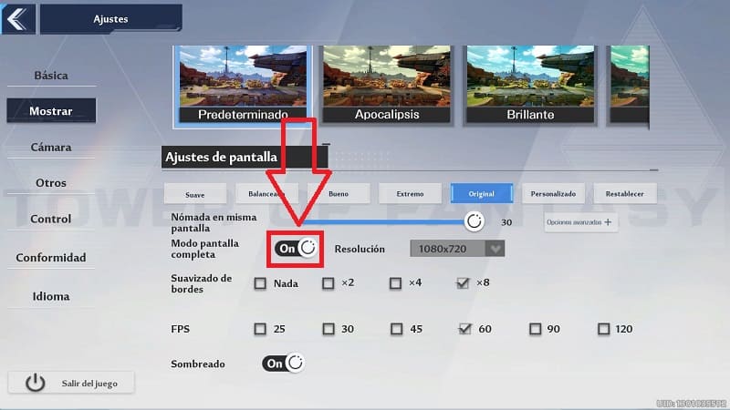 La resolución me sale en gris ToF.
