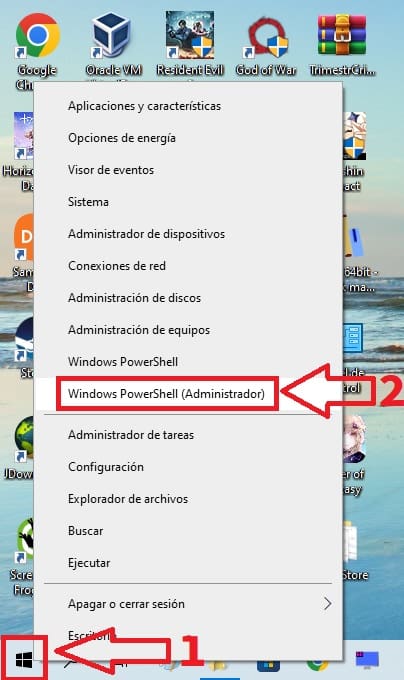 Entrar a PowerShell en modo administrador Windows 10.