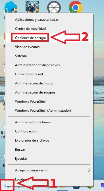 Energía Windows 10.