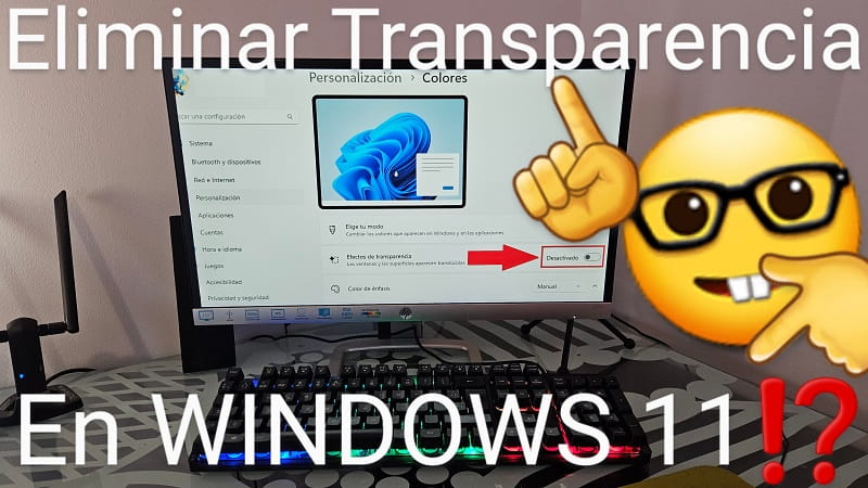 quitar efectos de transparencia windows 11.