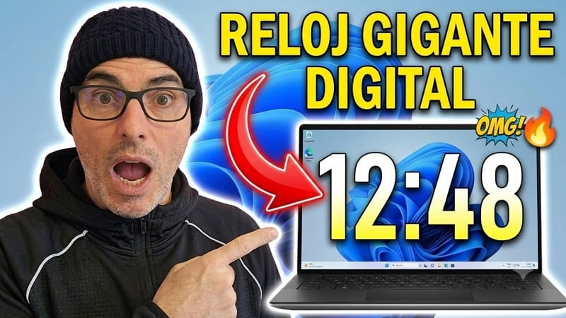 reloj digital en el escritorio Windows